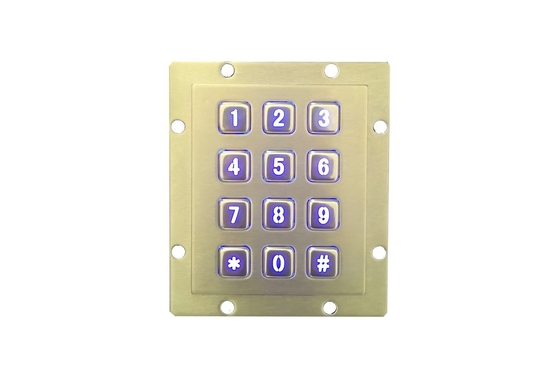 China Blue backlighting industrial metal keypad with 4 x 3 and USB interface for kiosk supplier